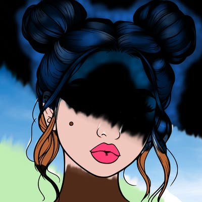 realistic girl with two buns on her hair and lips