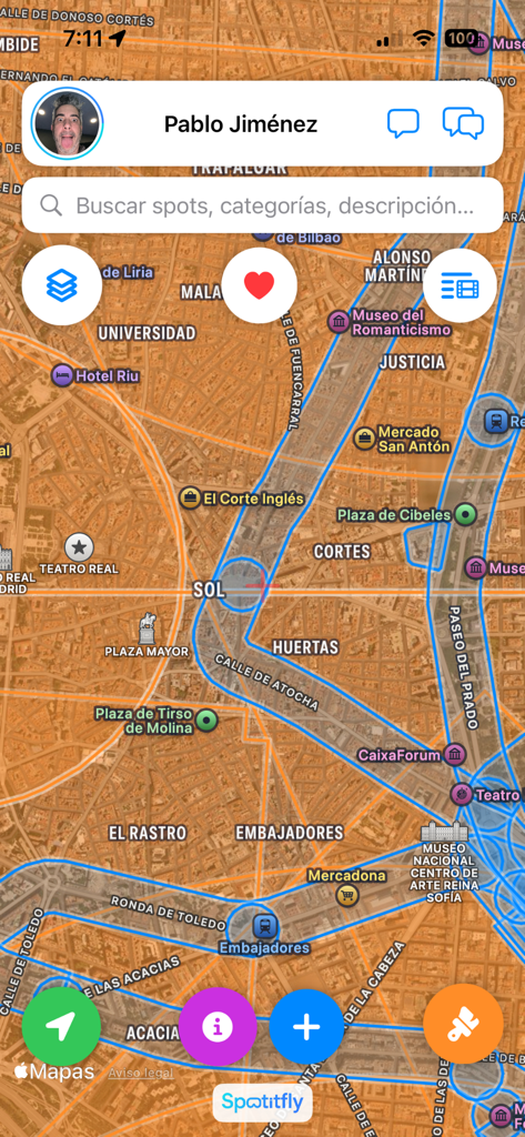 SpotItFly - SpotItFly app interface showing a drone flight map with restricted airspace zones
