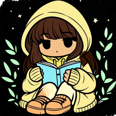 girl in oversized hoodie reading a book