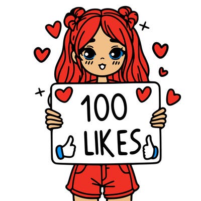girl holding a sign saying 100 likes