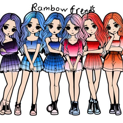 a group of girls realistic