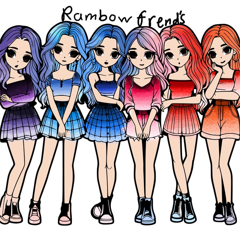 a group of girls realistic