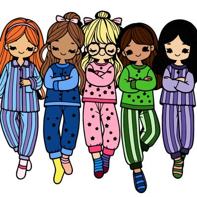 2 girls in pj's