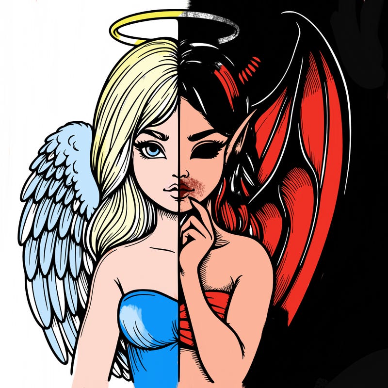 realistic angel half demon