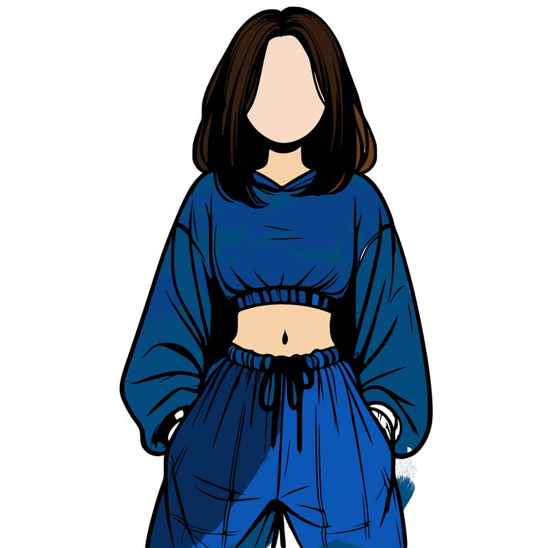 realistic girl faceless with baggy pants and a crop top