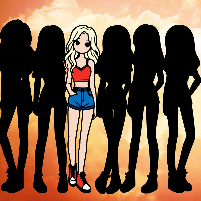 a group of girls wearing crop tops and shorts