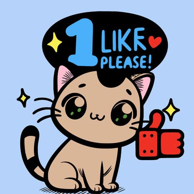 cute cat saying 1 like please