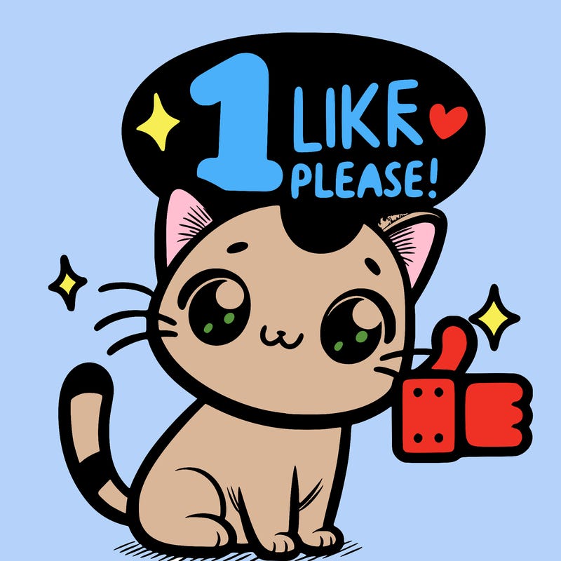 cute cat saying 1 like please