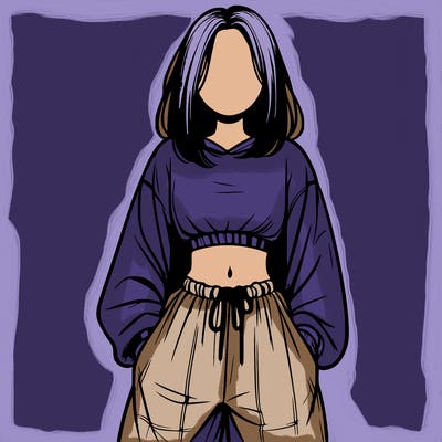 realistic girl faceless with baggy pants and a crop top