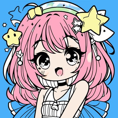 cute anime girl with star accessories