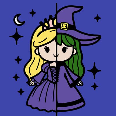 split princess and witch