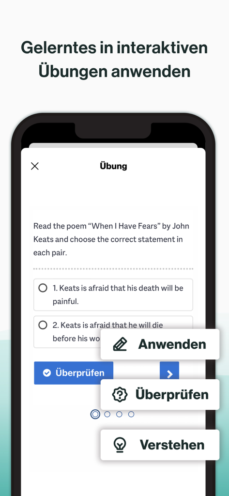 Eine interaktive englische Leseaufgabe innerhalb der Spotlight eMagazine mobilen Anwendung.