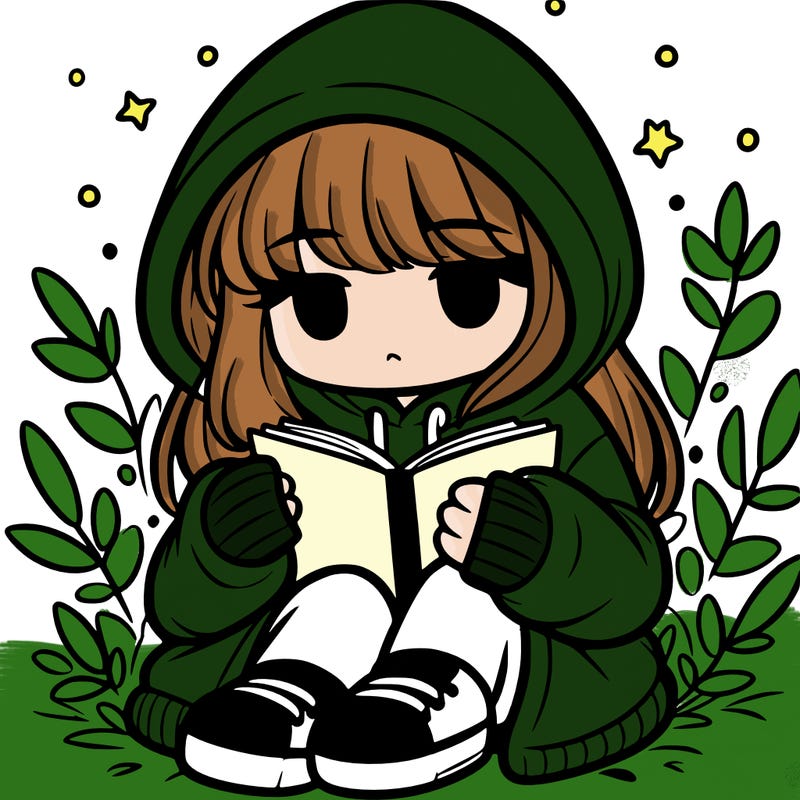 girl in oversized hoodie reading a book