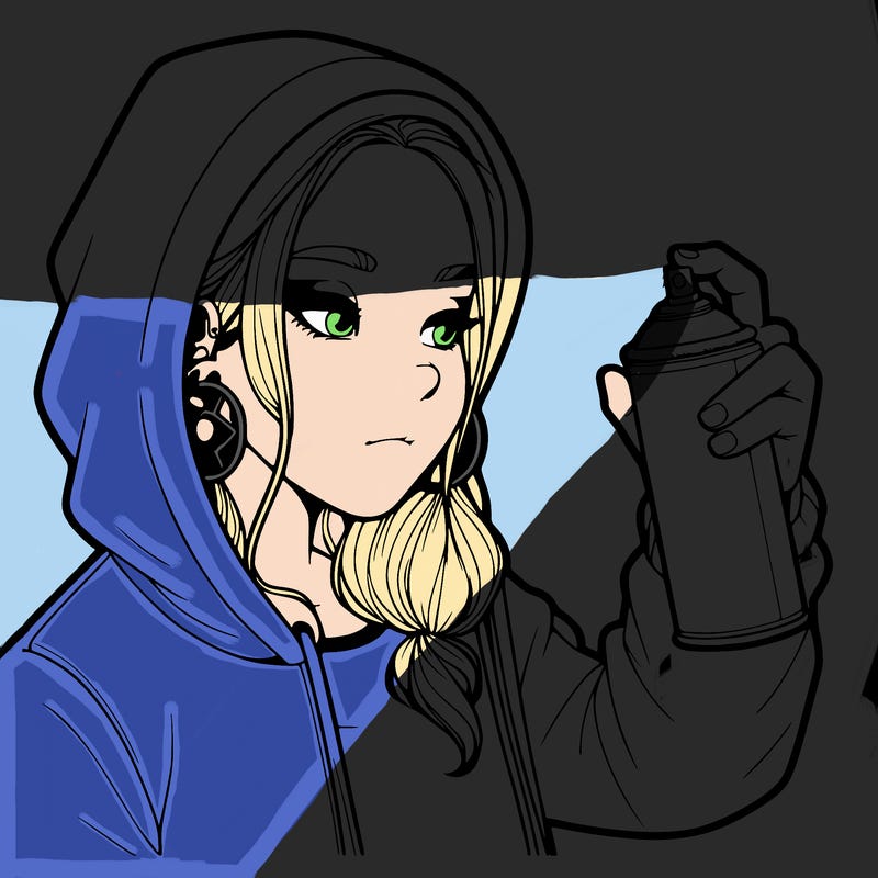 a realistic girl, spray painting