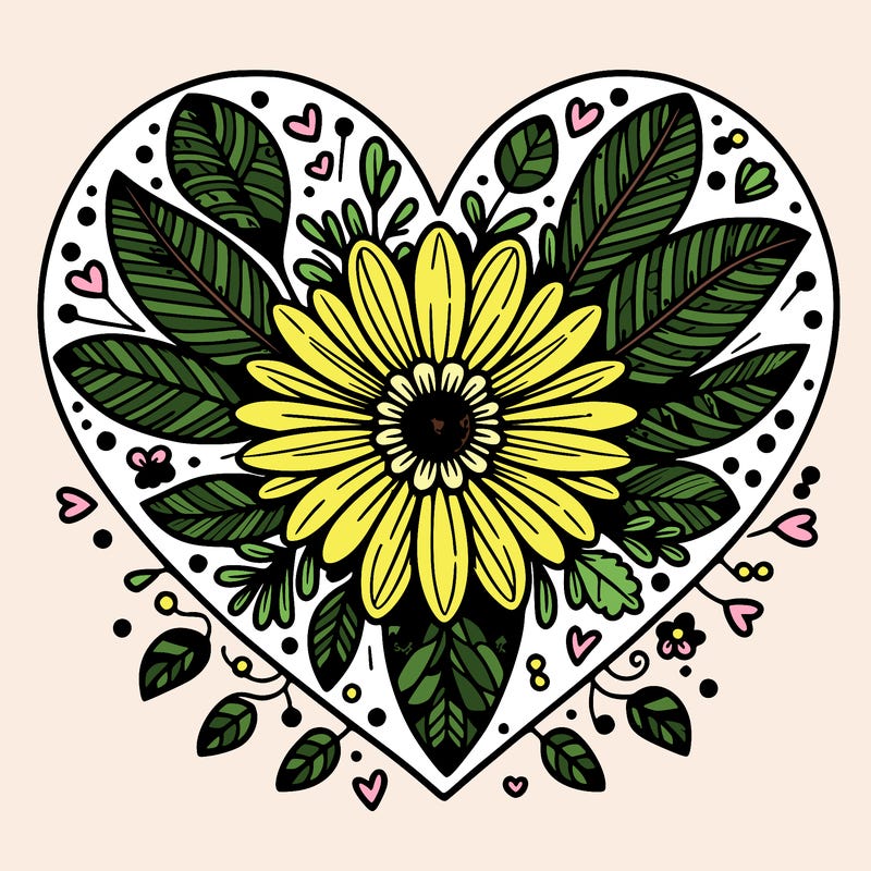 detailed flower heart.