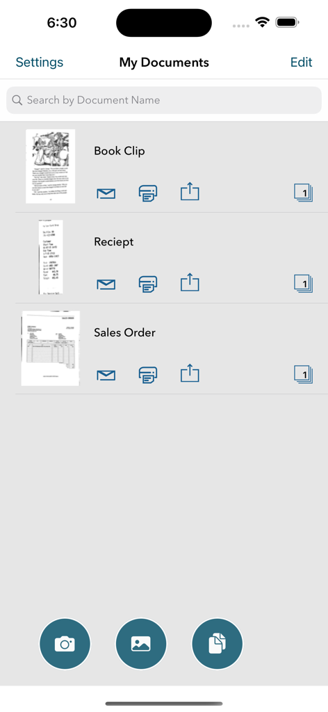 Scan It All Pro - Lista organizada de recibos y documentos escaneados en Scan It All Pro