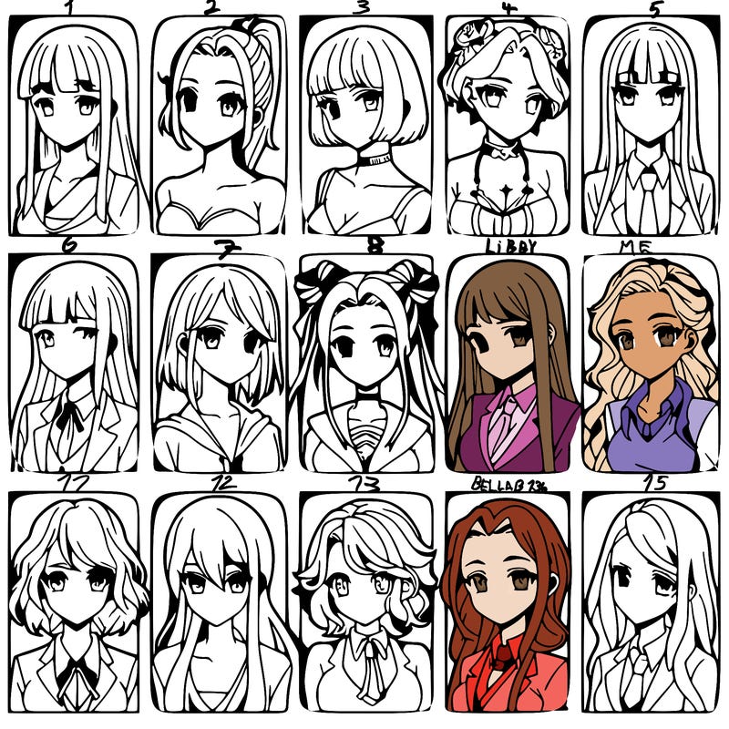 girls that look diffrent anime