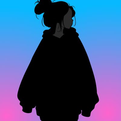 realistic girl with a oversized sweatshirt on and a bun