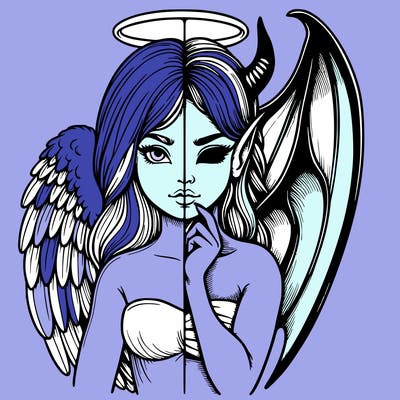 realistic angel half demon