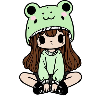 a girl wearing a frog hat and some frog socks
