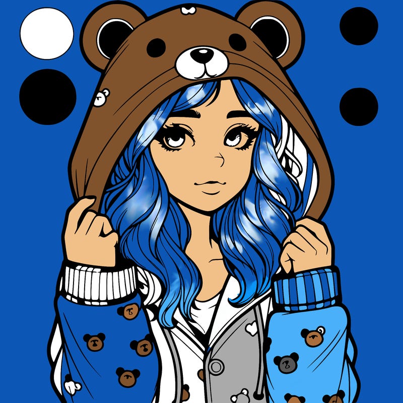 realistic girl in a animal pjs hoodie