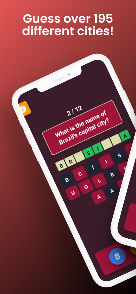 GeoCap - World Capitals Quiz - Screenshot of GeoCap app showing a question about Brazil's capital city