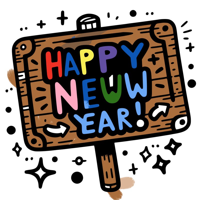 . a sign saying happy new year