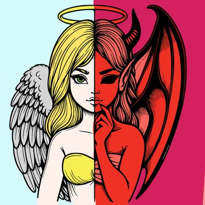 realistic angel half demon