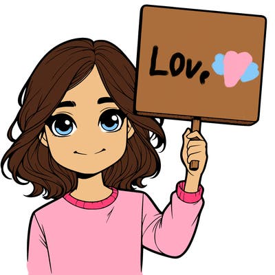 realistic girl holding up a sign