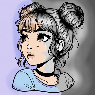 realistic girl with spacebuns