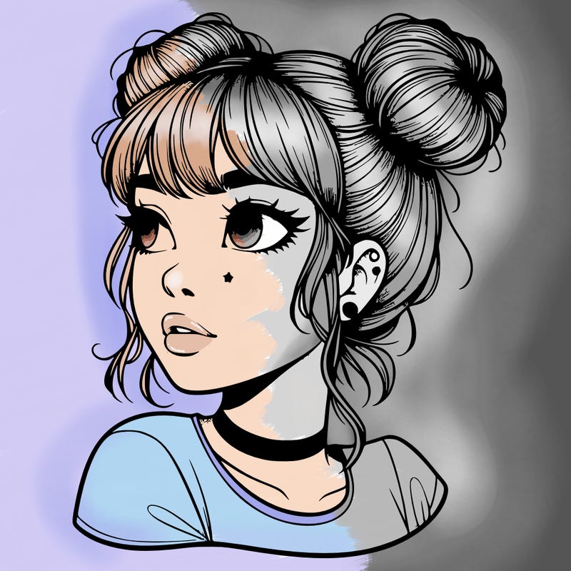realistic girl with spacebuns