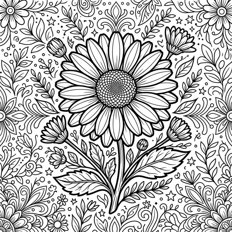 Dive into the intricate beauty of this common daisy coloring page, perfectly crafted for teens. Its detailed floral patterns offer a captivating challenge and a wonderful way to unwind.