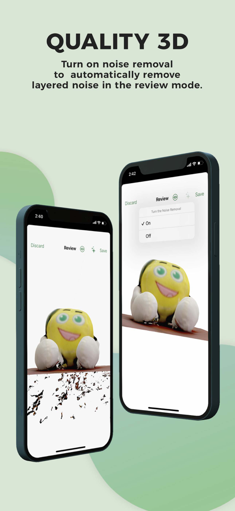 SureScan 3D Scanner, 3D App - SureScan 3D Scanner app demonstrating automatic noise removal for cleaner 3D models