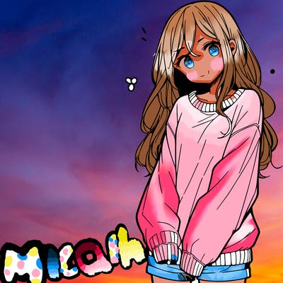 manga teen girl  in a sweater and baggy pants