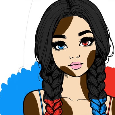 realistic girl with braids