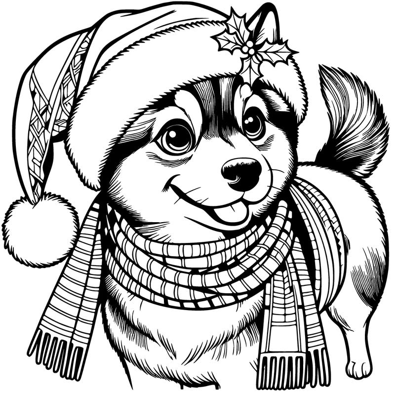realistic christmas themed dog