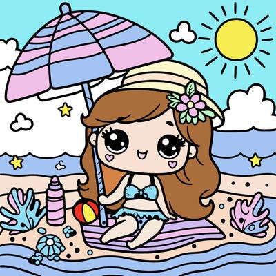 a very cute summer picture to color