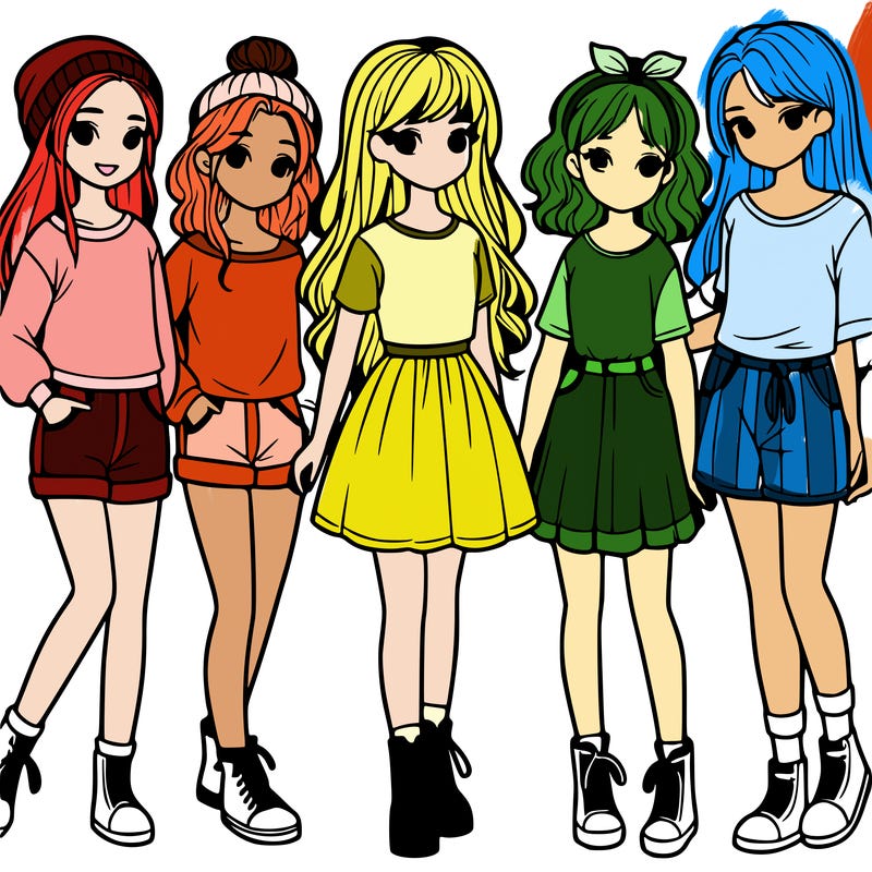 a group of five girls