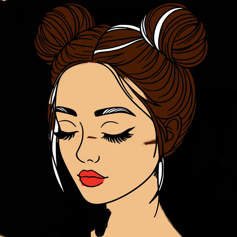 woman with hair buns