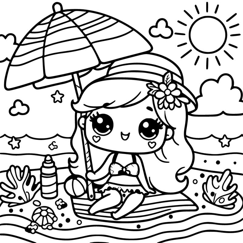 a very cute summer picture to color