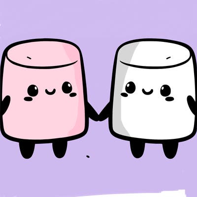 marshmallows holding hands