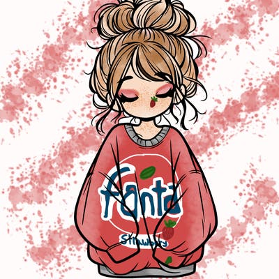 girl with baggy sweatshirt and messy bun