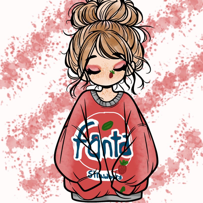 girl with baggy sweatshirt and messy bun