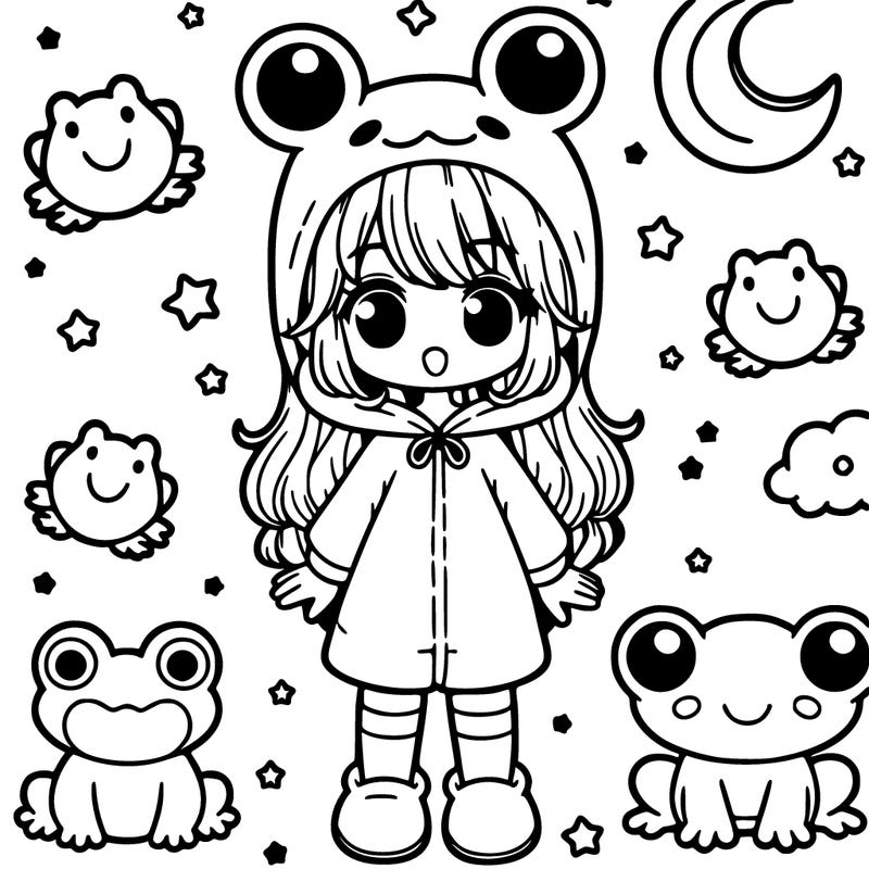 girl with cute frog pjama