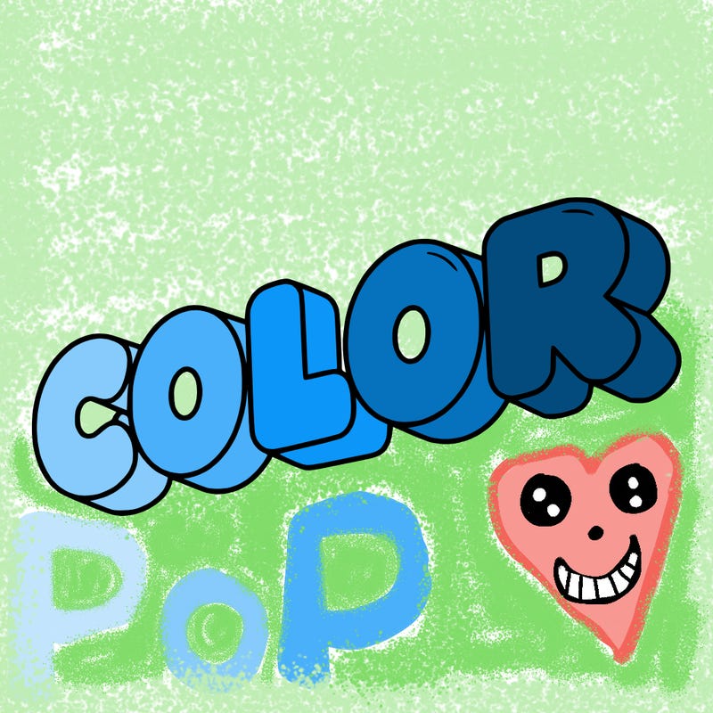 a sign that says color in bubble writing