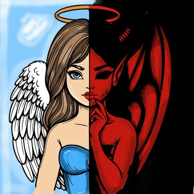 realistic angel half demon