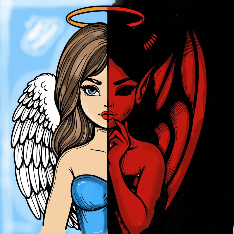 realistic angel half demon