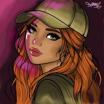 realistic beautiful girl with backward cap