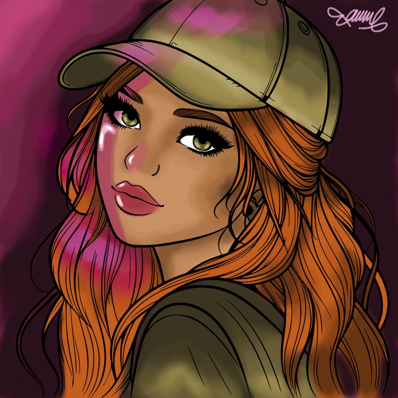 realistic beautiful girl with backward cap