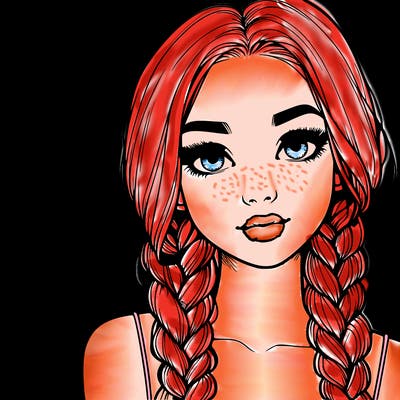 realistic girl with braids